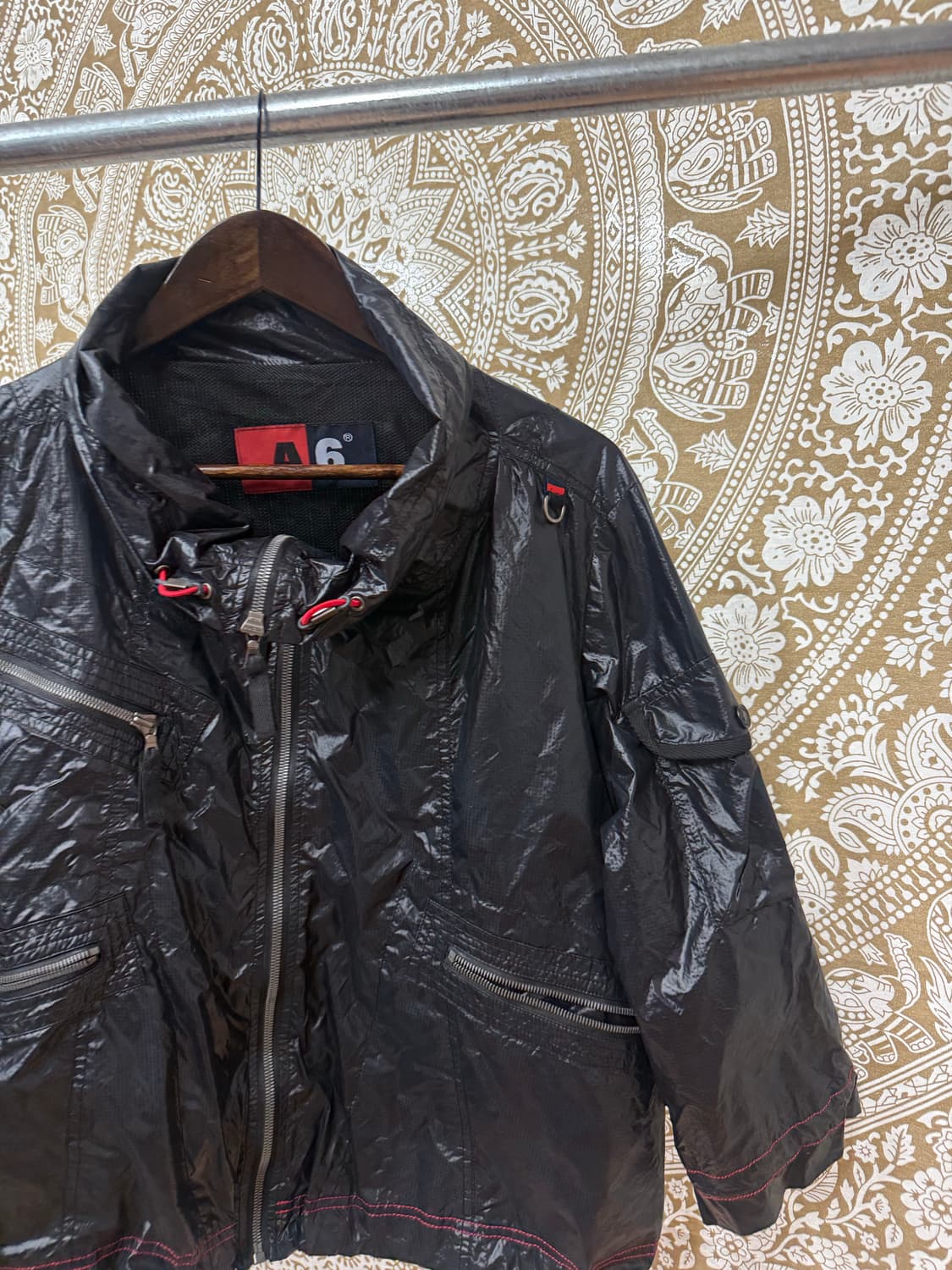 A6 빈티지 레드 스티치 홑겹 7부 바람막이 상품이미지5