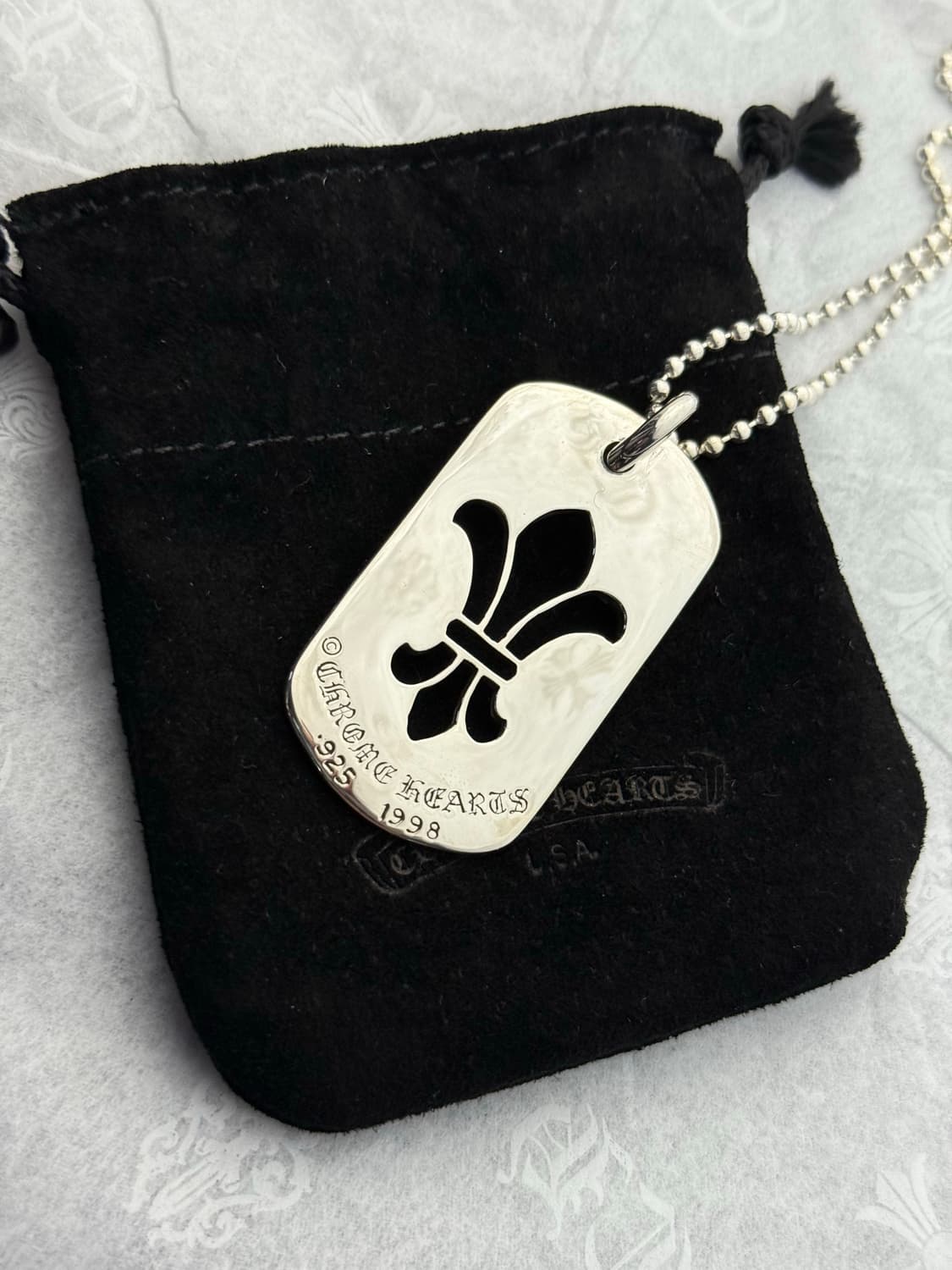 크롬하츠 플레어 도그택 네크리스 실버 상품이미지1