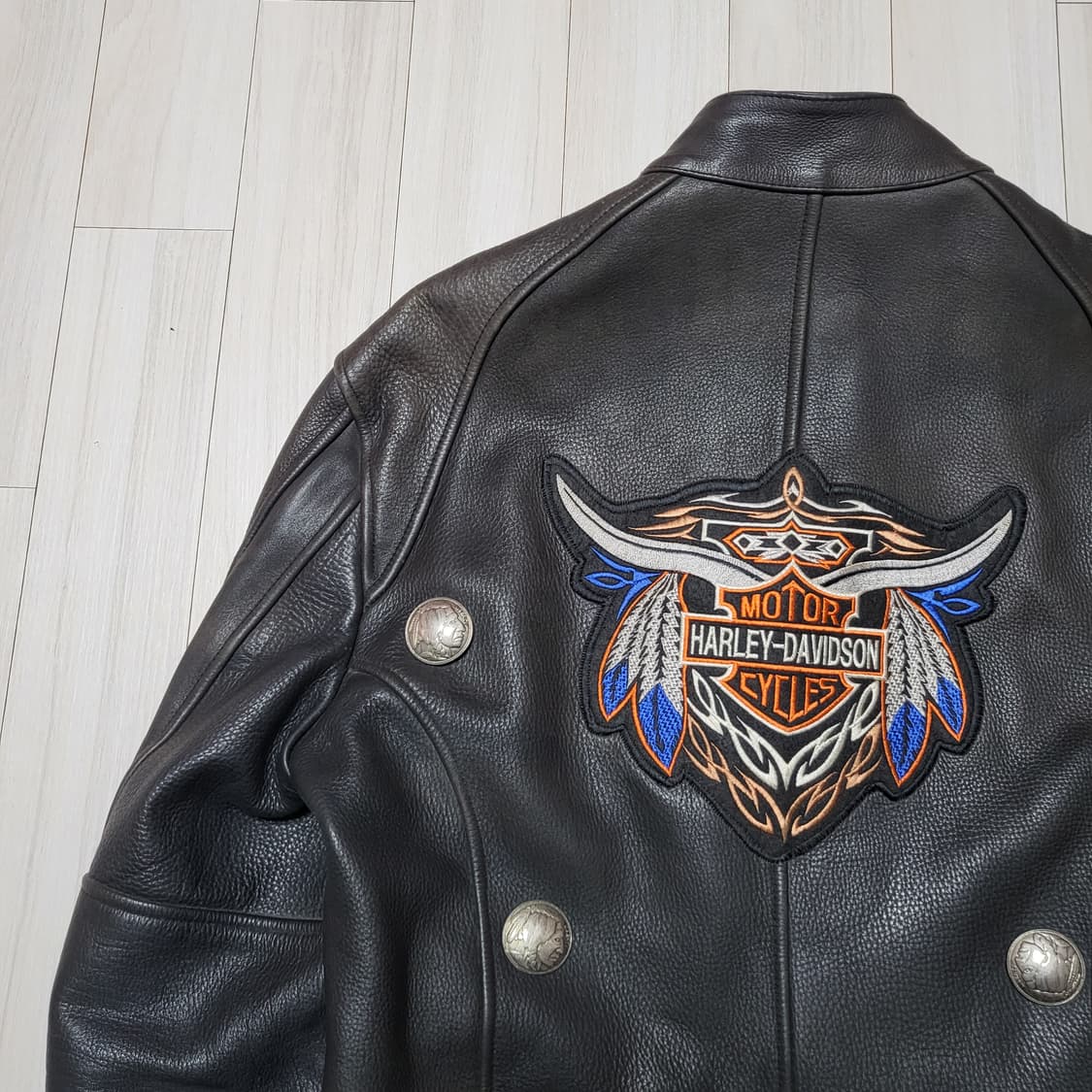 (L) 90s 빈티지 소가죽자켓 라이더자켓 카우하이드자켓 상품이미지10