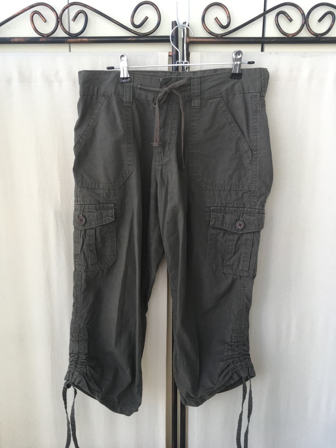 jpn vintage y2k 카키 셔링 카프리 팬츠 상품이미지8