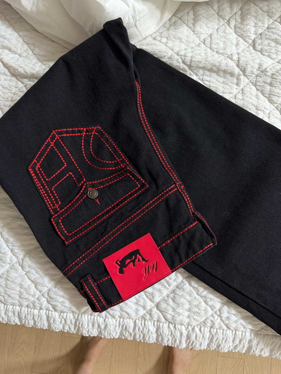 Toh 체리 스티치 로우 팬츠 상품이미지2