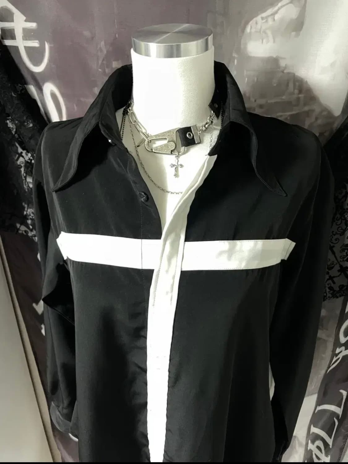 Vkei 00s 고스 크로스 십자가 셔츠 비주얼계유니섹스펑크고딕emo 상품이미지5