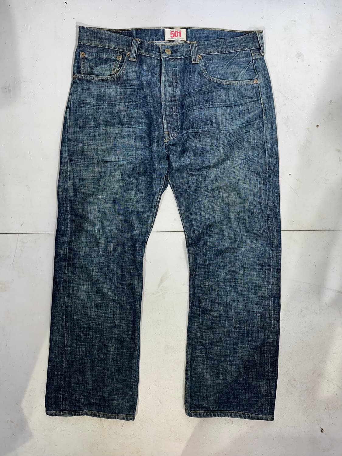 리바이스 501 진청 와이드 데님 팬츠 36 상품이미지4