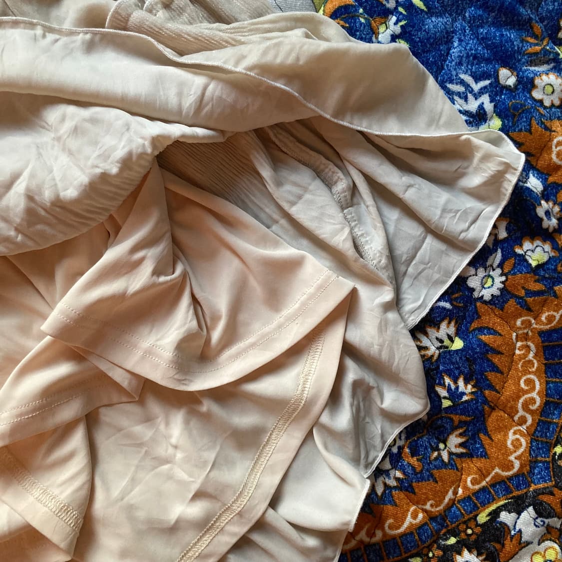 NOKO OHNO 크림 에크루 벨벳 셔링 플리츠 레이어드 스커트 치마 상품이미지3