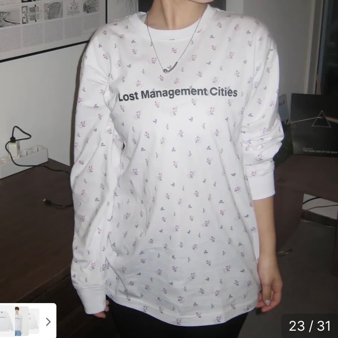 FN OG LONG SLV TEE flower white [L size] 상품이미지1