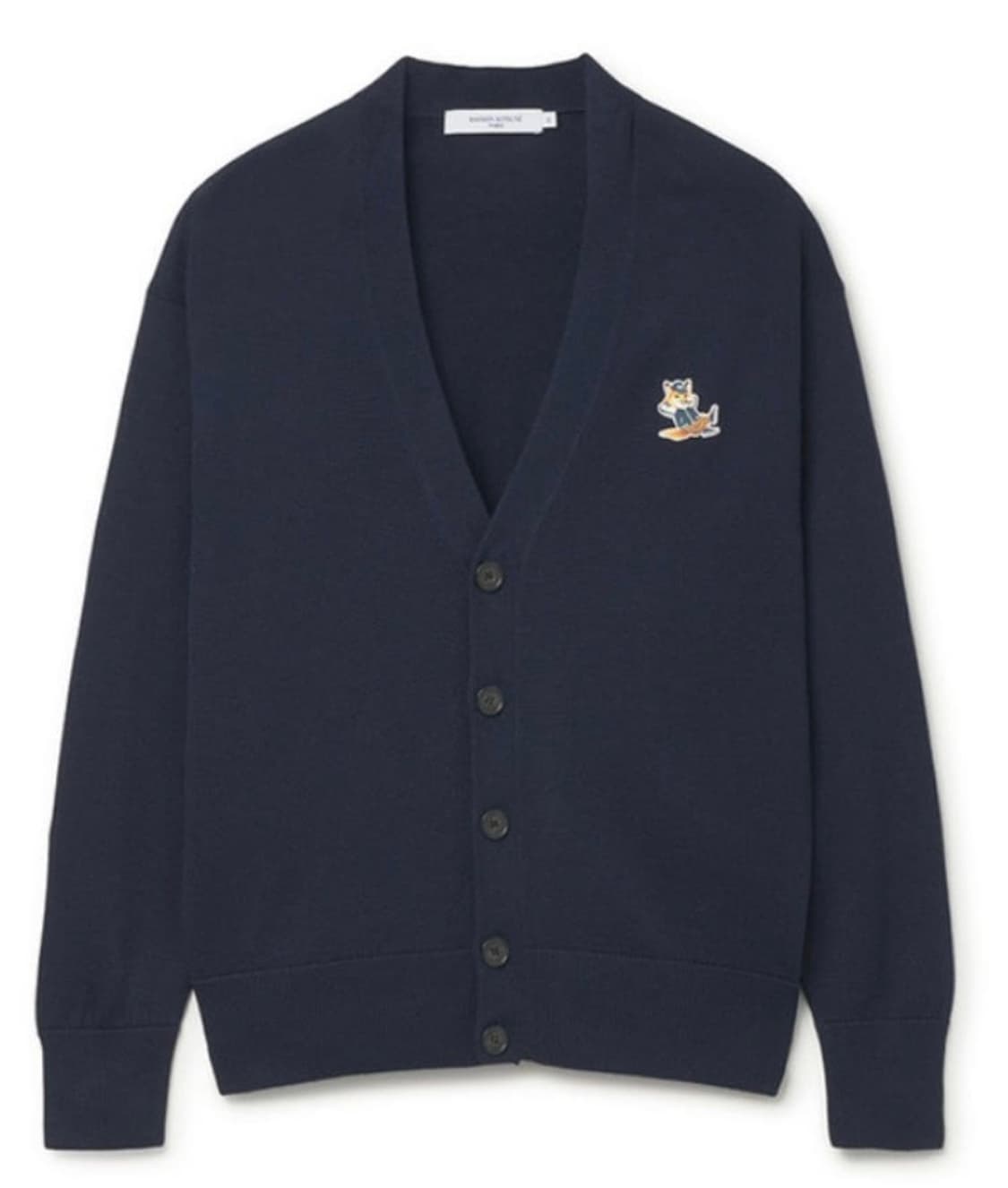 메종키츠네 폭스 패치 브이넥 가디건 네이비 새상품  상품이미지1