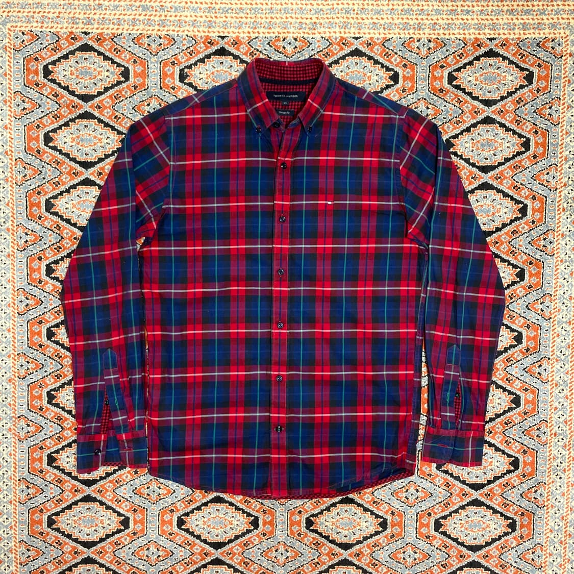 타미힐피거 레드 타탄체크 셔츠 남방 남성XS 상품이미지1