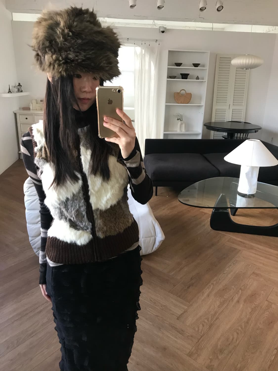 vintage fur zip up vest 상품이미지4