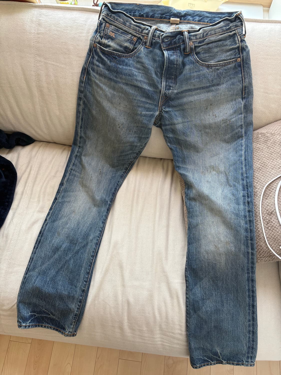 RRL 더블알엘 슬림부츠 브라이어필드 셀비지진 33/32 상품이미지1