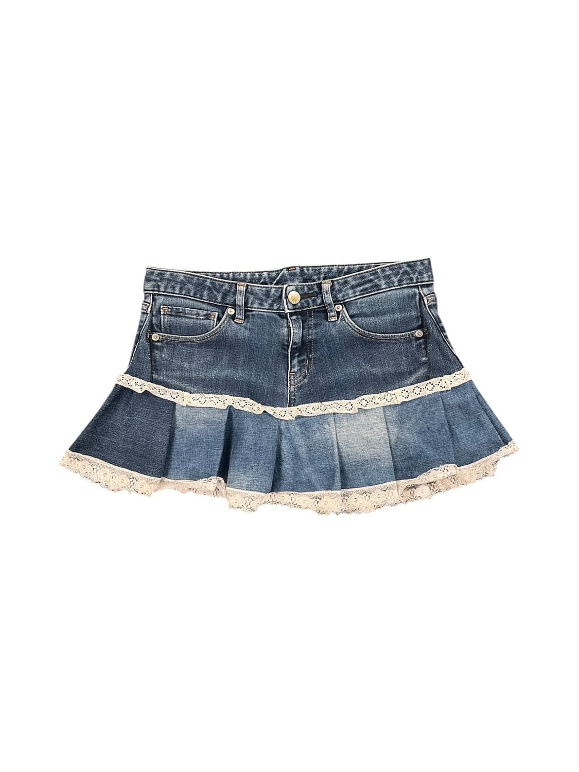 JPN 리워크  데님 레이스 캉캉 미니스커트 SIZE 25 상품이미지1