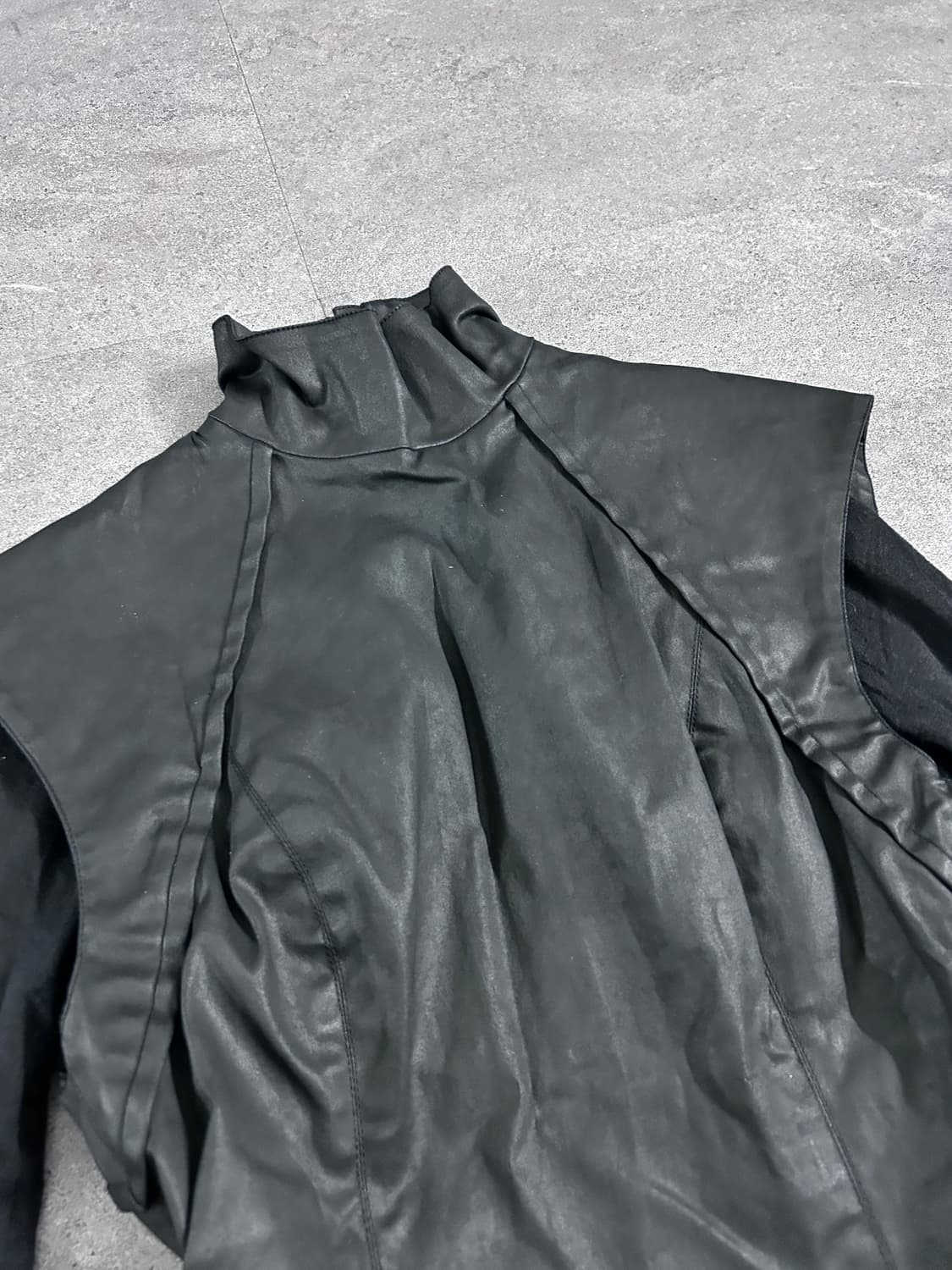 가레스 퓨 니트 슬리브 하이넥 코팅 자켓 상품이미지6