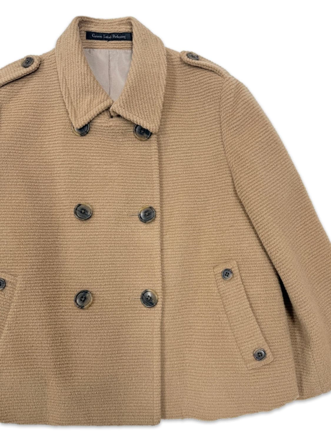 빈티지 모리걸 베이지브라운 더블 버튼 숏 코트 상품이미지2