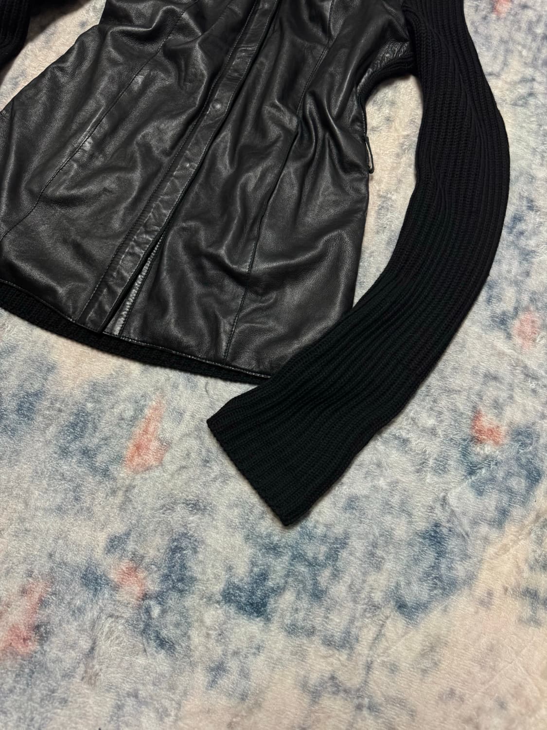 Unknown high neck lamb skin knit jacket 상품이미지6