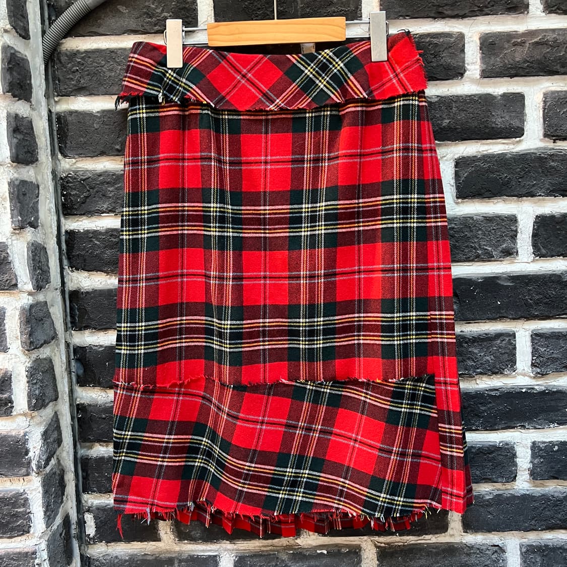 Sunao kuwahara 플리츠 체크 랩 스커트 상품이미지6