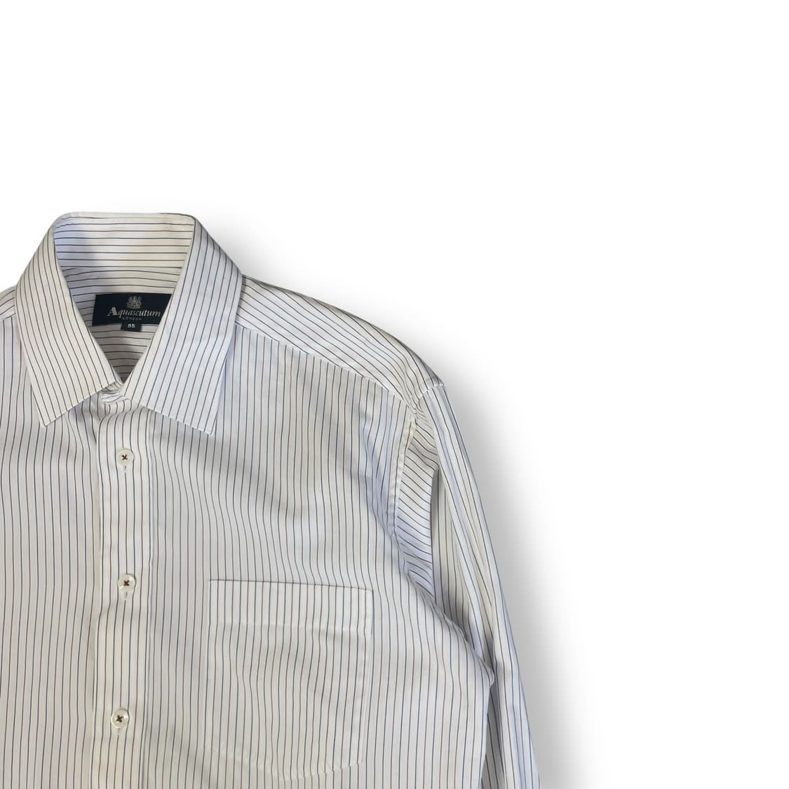 AQUASCUTUM 화이트 원포켓 블루 레드 스트라이프 긴팔 셔츠 95 상품이미지2