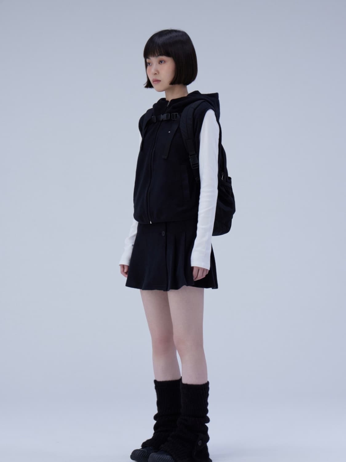 미세키서울 hoodie zip-up vest BLACK 상품이미지2