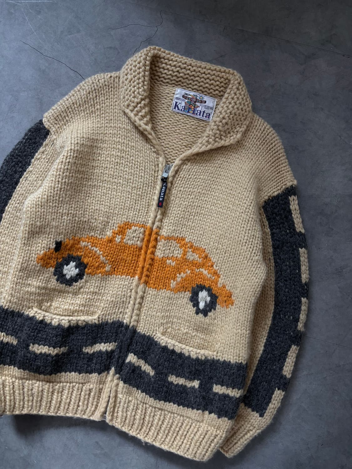 Kanata 카나타 붕붕 베이지 코위찬 울 집업 상품이미지1