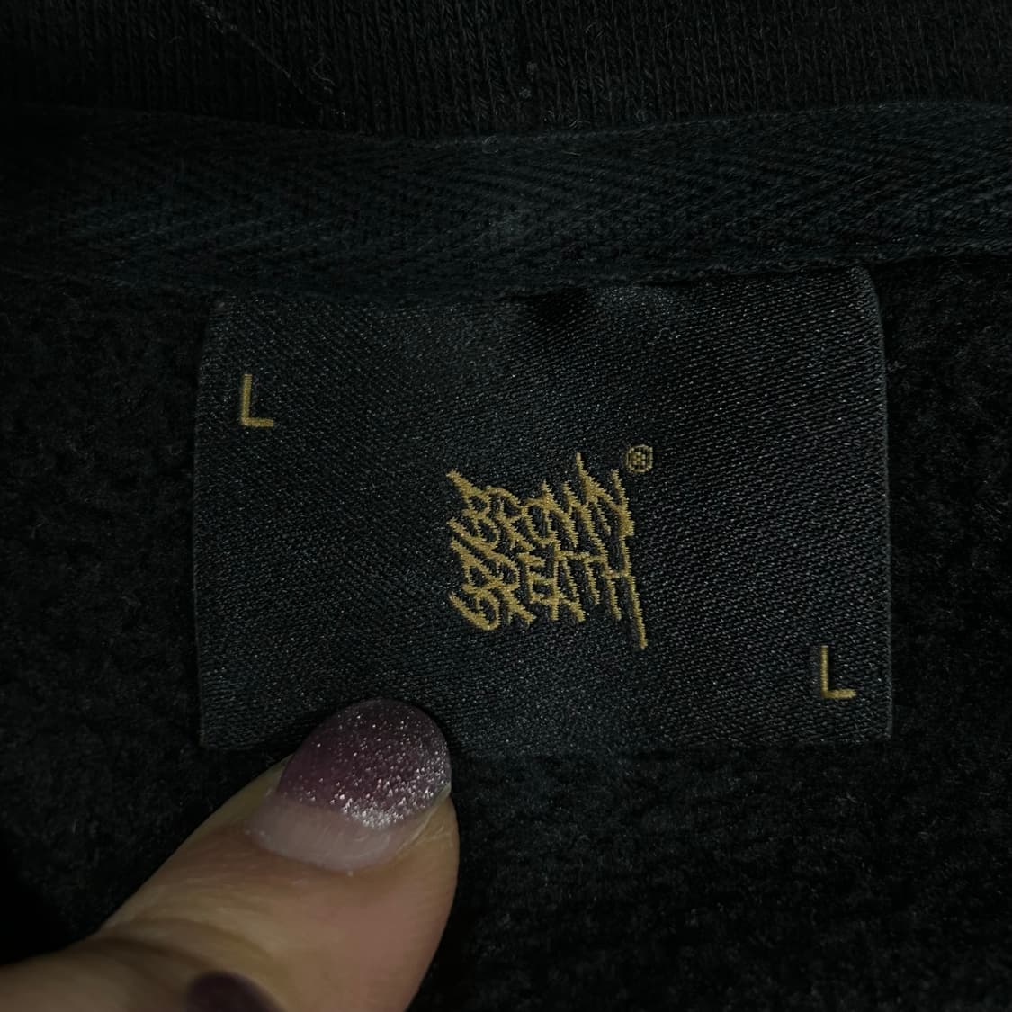 Brown breath 브라운브레스 차콜 로고 블랙 후드티 상품이미지6
