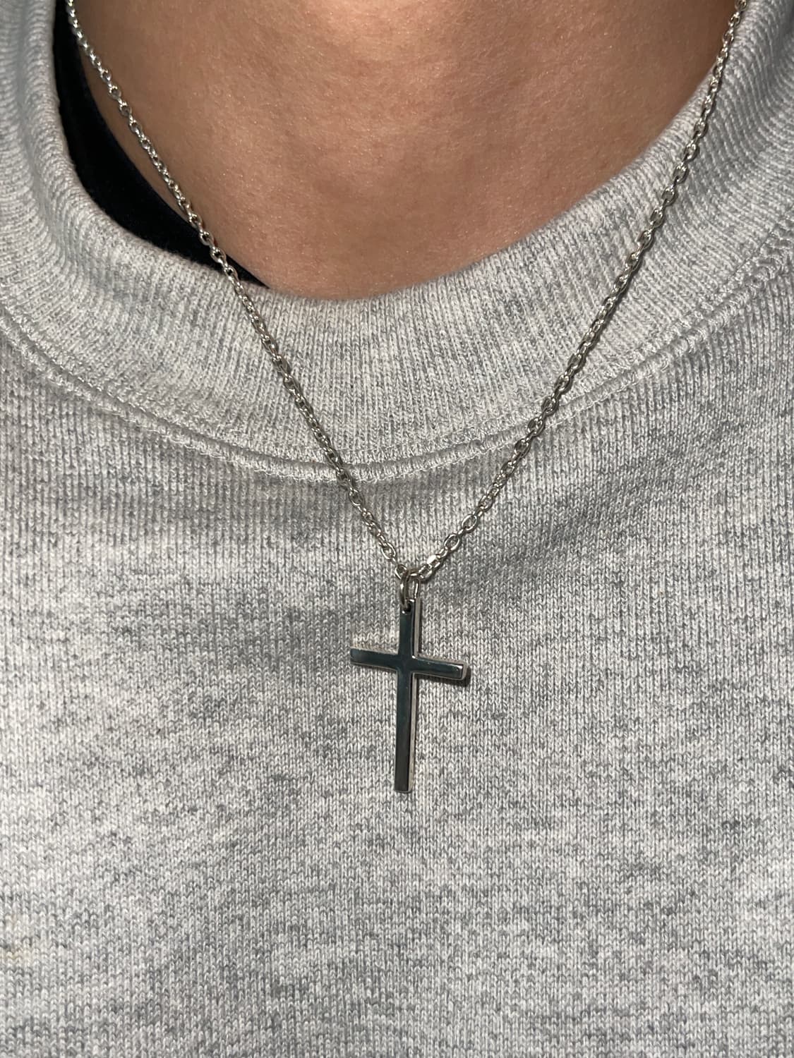 미니멀 크로스목걸이 925실버 남여공용 은목걸이 상품이미지2