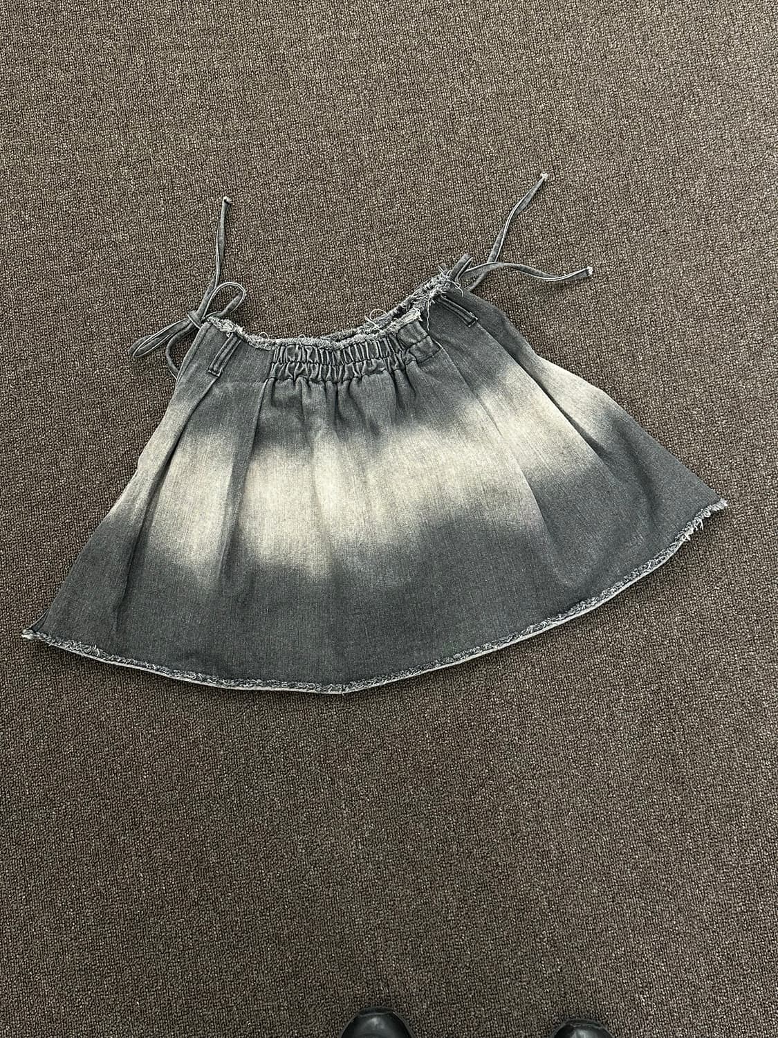 OS)재패니즈 빈티지 그라데이션 워싱 데님 플리츠 미니 스커트  상품이미지1