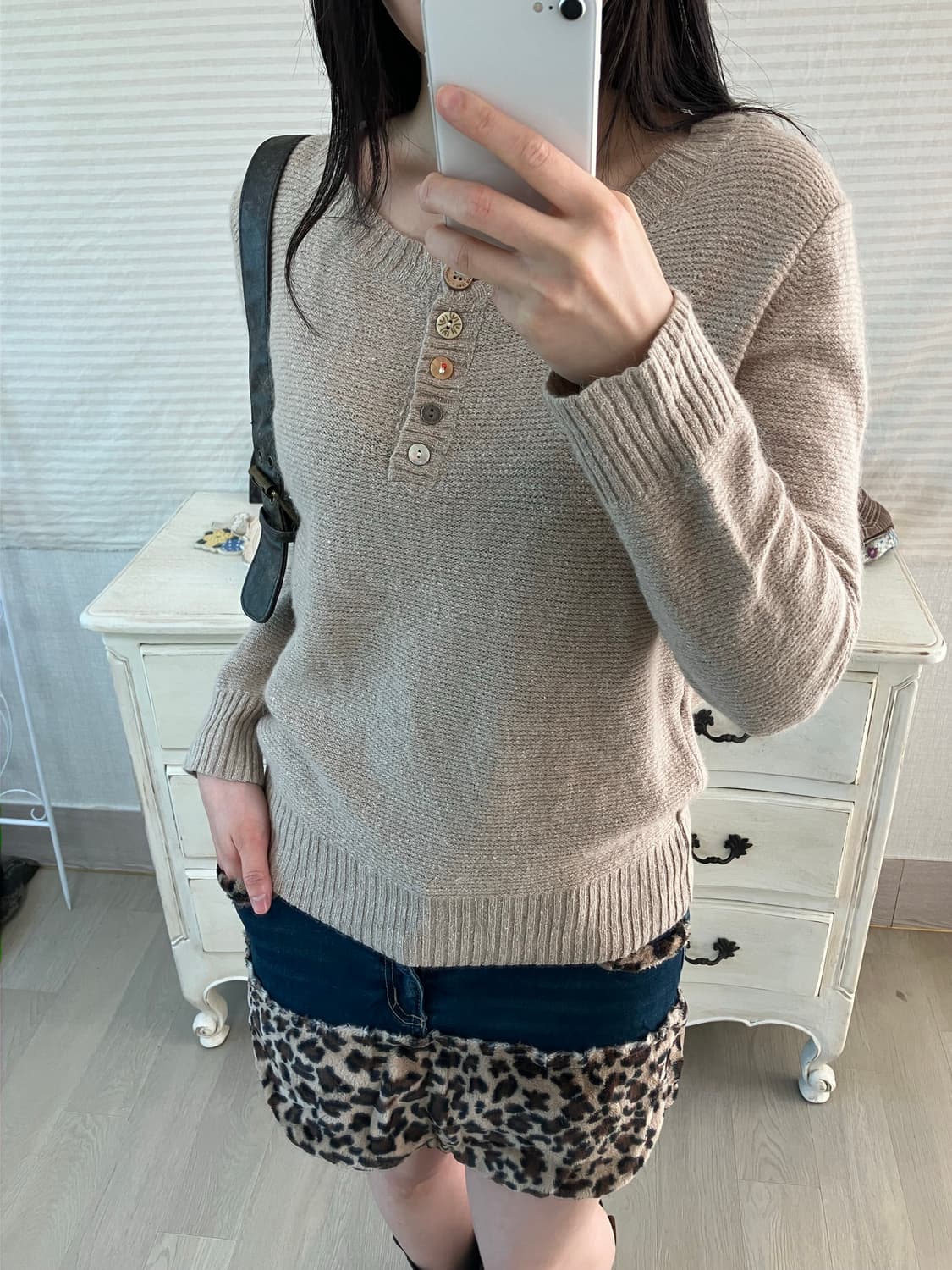 jpn vintage 베이지 버튼 니트 y2k 스트릿 갸루 펑키 상품이미지3