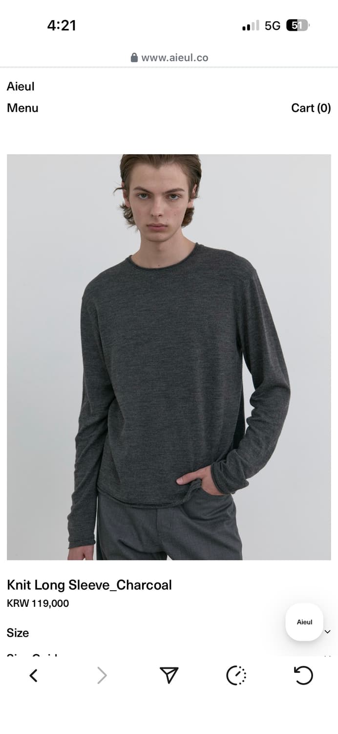 (구매) aieul 아이엘 롱 슬리브 50 구매합니다 상품이미지1