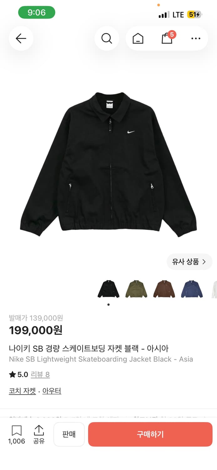 나이키 sb 경량 스케이트보드 자켓 블랙 xxl 상품이미지1