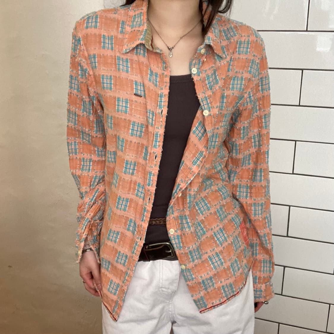 빈티지 디스트레스드 패치워크 셔츠 상품이미지3