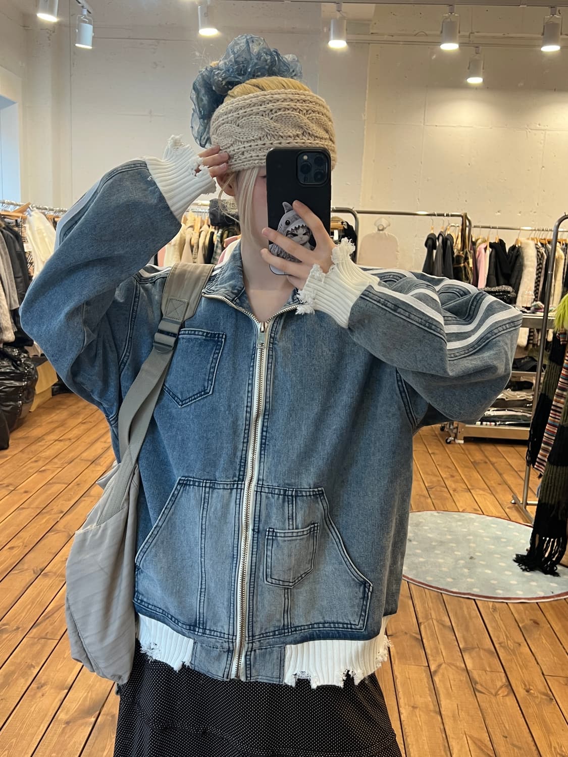 데님 화이트 라인 자켓 상품이미지4