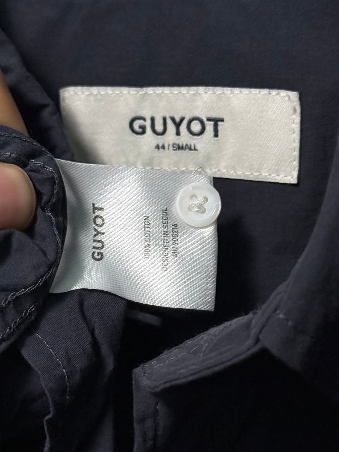 GUYOT 다크 네이비 남색 코튼 면 카라 셔츠 오버핏 남방 피그먼트 S 상품이미지7