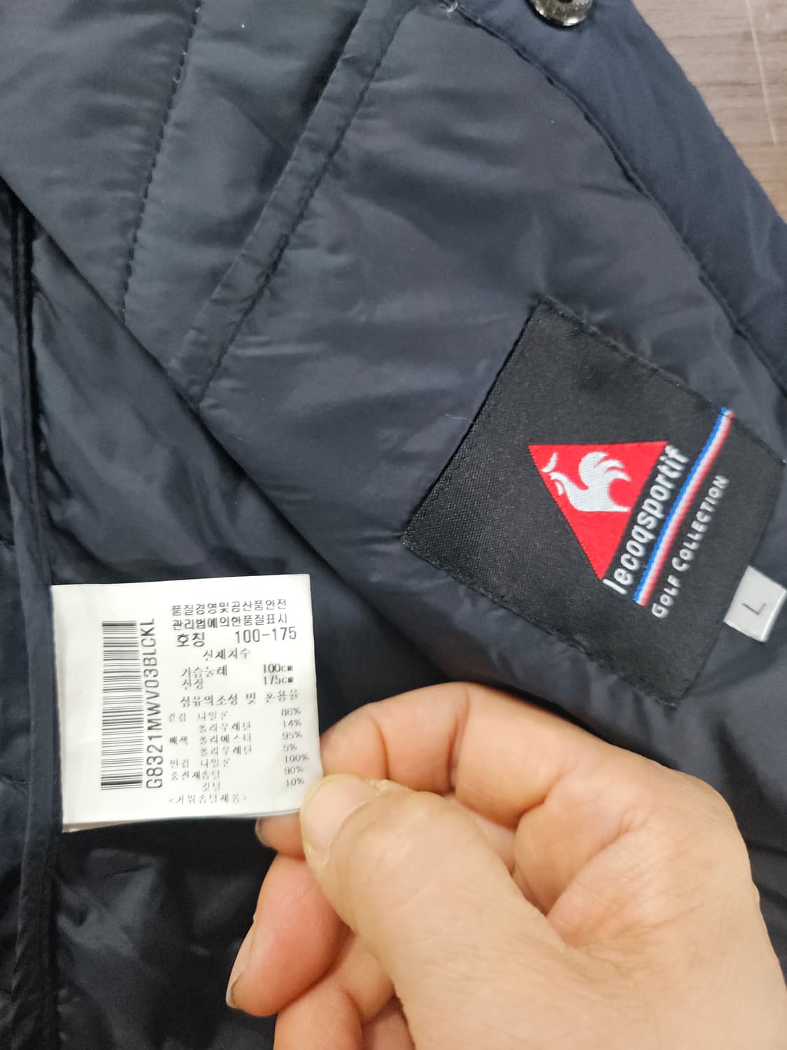 르꼬끄 골프 퀼팅 구스 패딩 조끼 블랙 L  슬림 상품이미지4