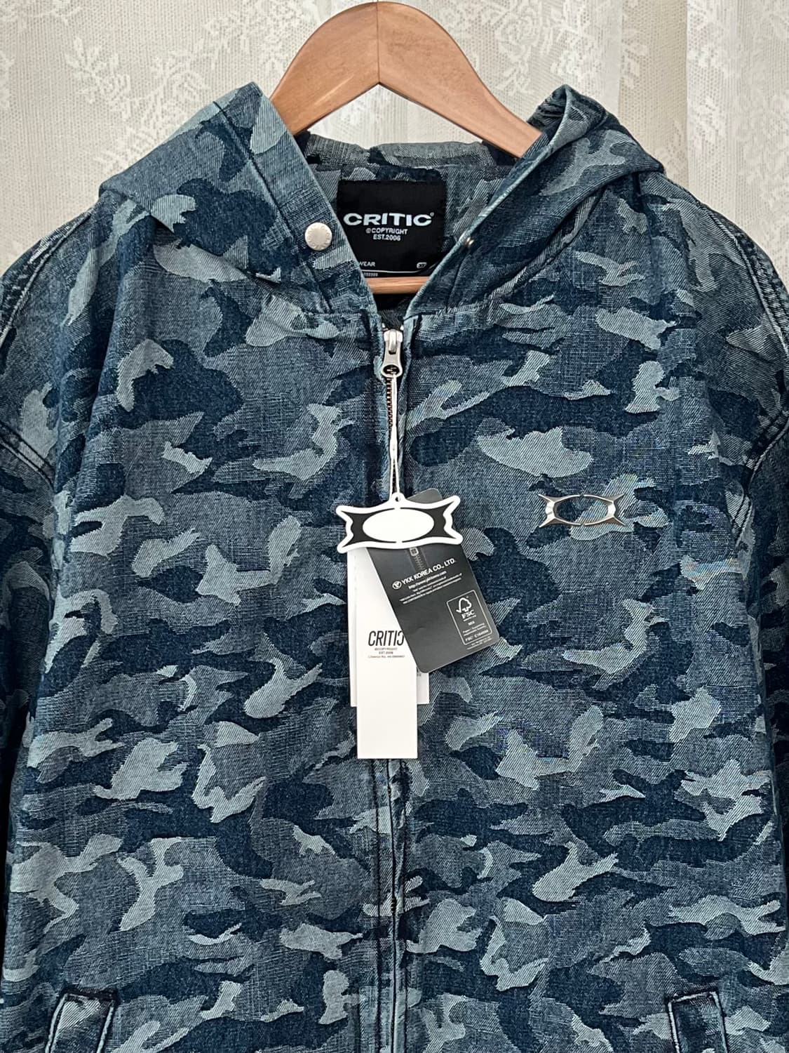XL) 새상품 크리틱 데빌 카모 후드집업 블루 상품이미지3