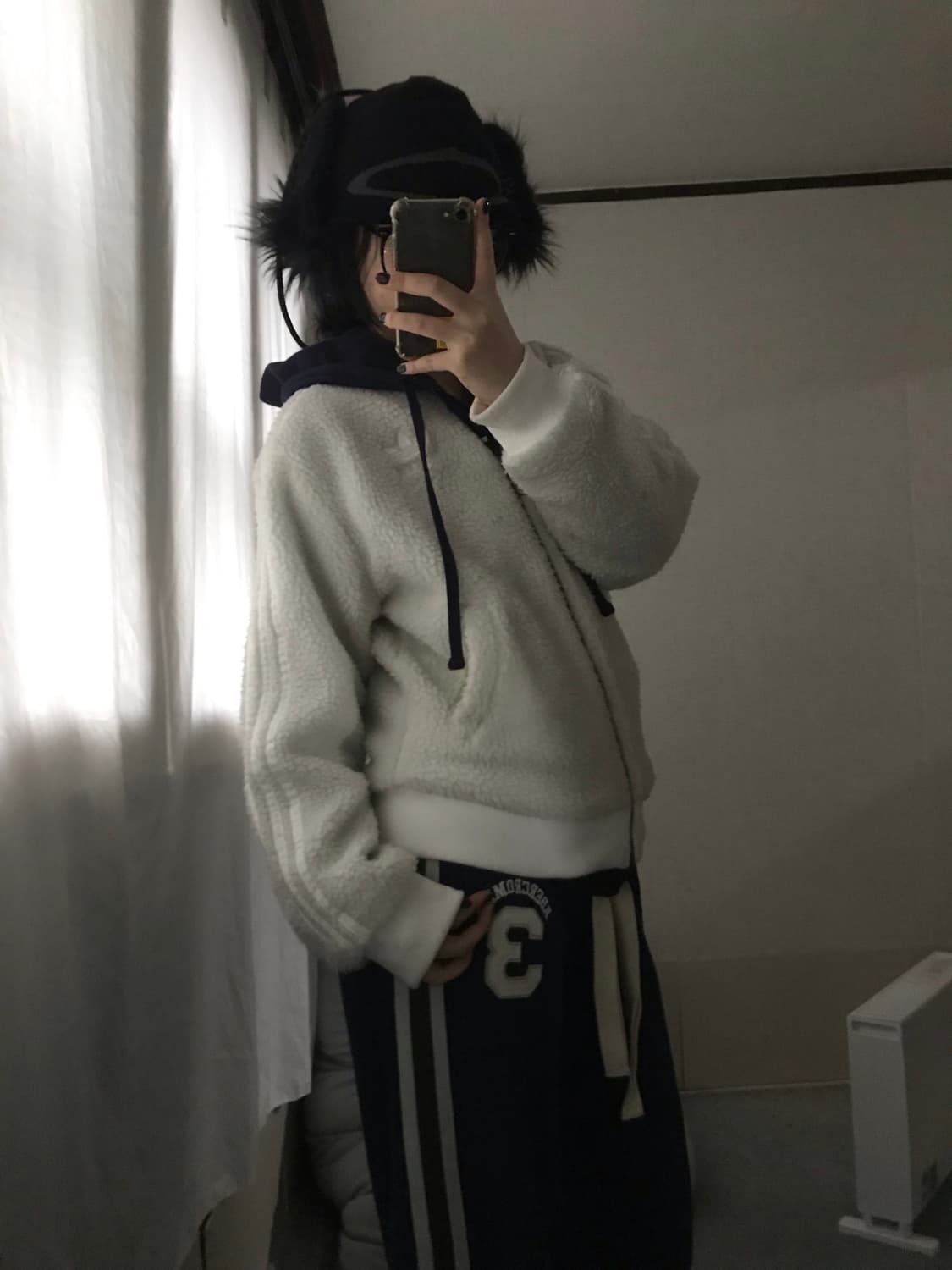 아디다스 아이보리 삼선 후리스 상품이미지4