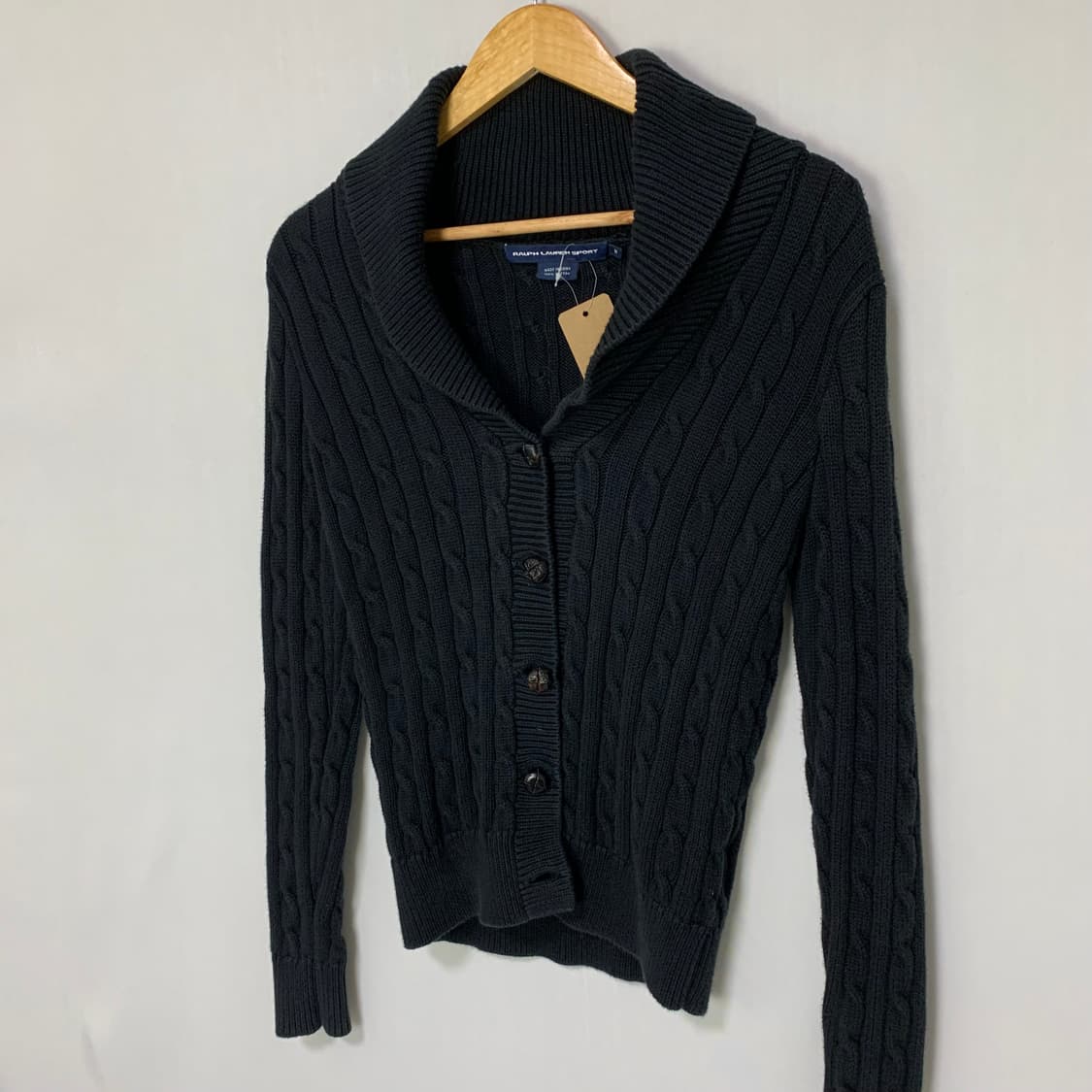 랄프로렌 스포츠 블랙 케이블 니트 버튼 가디건 M 빈티지 여성 상품이미지4