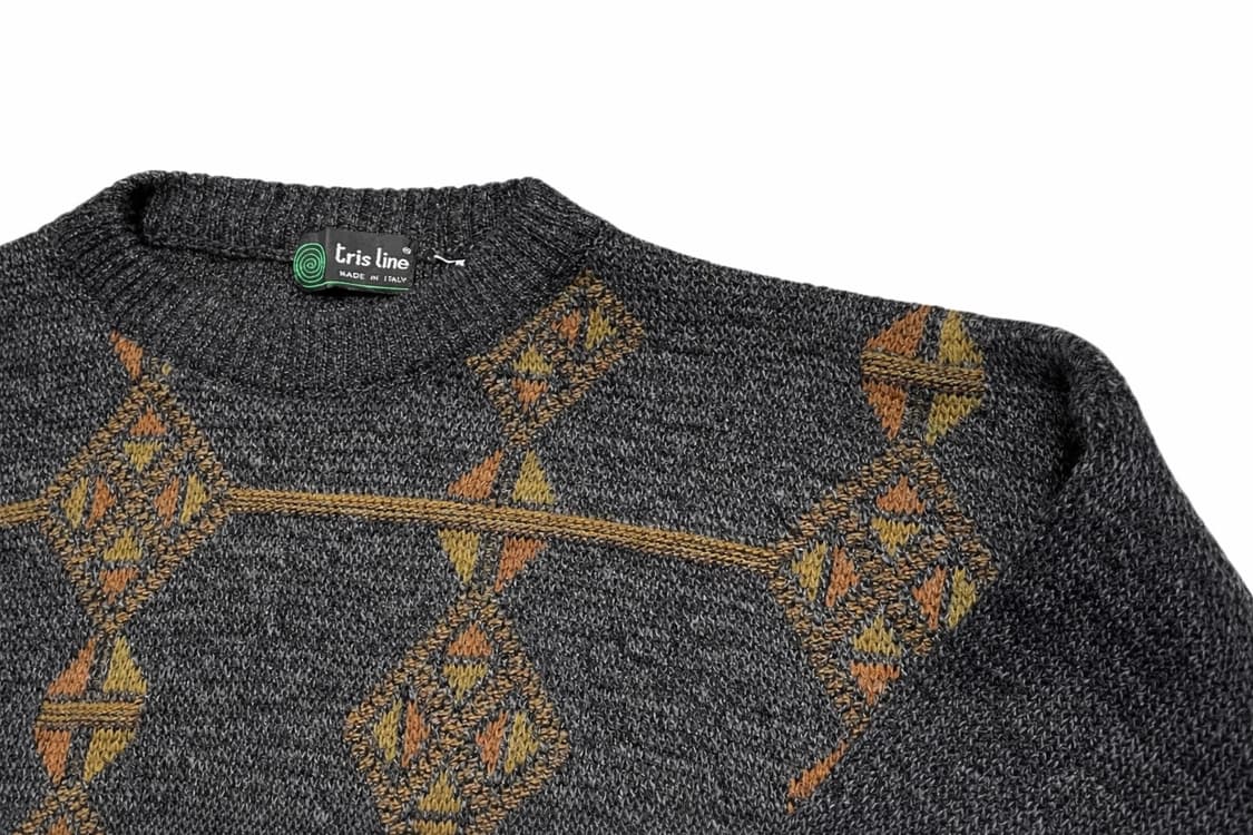 80s 이태리 빈티지 Tris Line 빈티지 유니크 패턴 니트 스웨터 상품이미지3