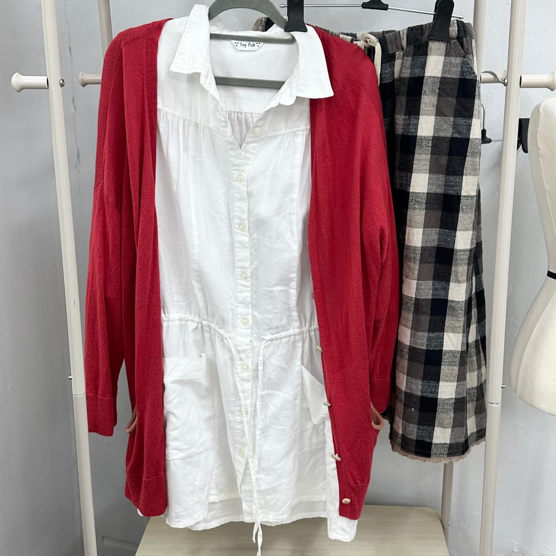 🧋바선생 핏 레드 가디건 레이어드 코디세트 🧋하구미 그런지 원피스  상품이미지6