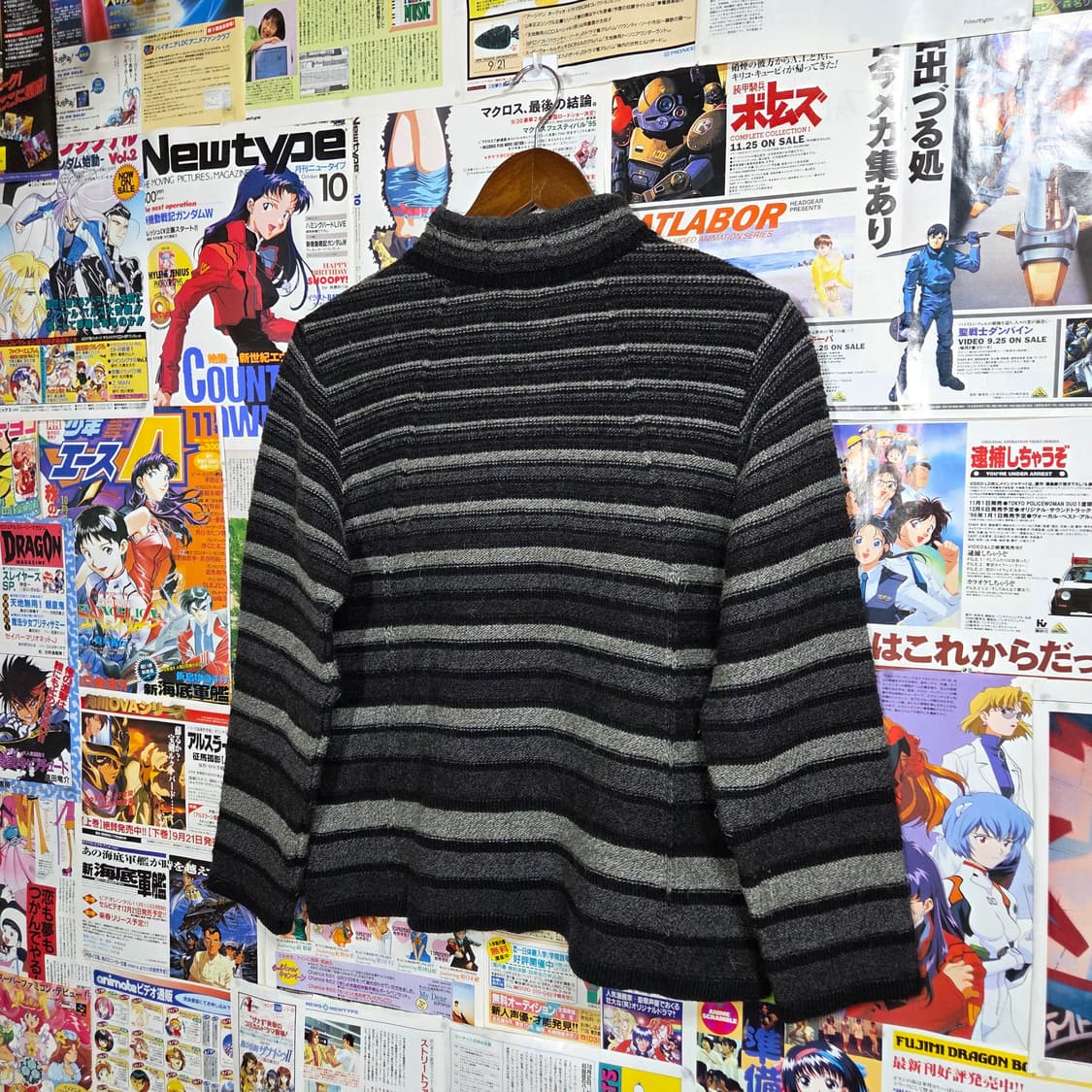 JPN 모리걸 그레이 스트라이프 니트 가디건 상품이미지5