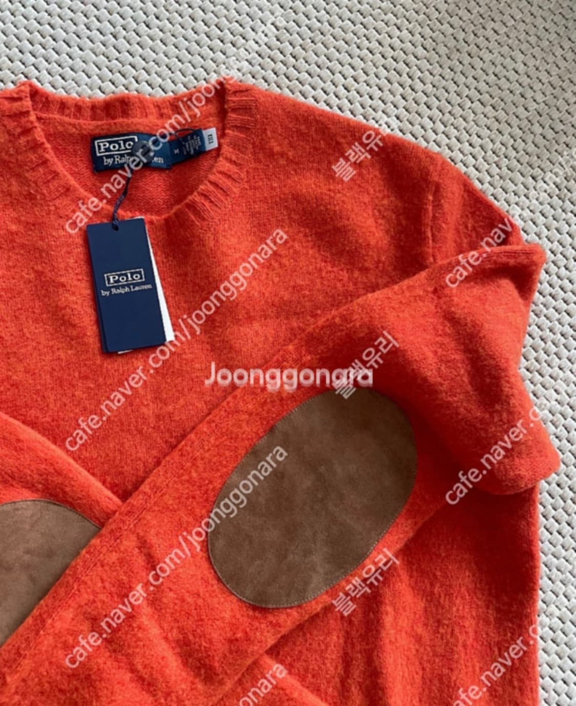 차정원 폴로 스웨이드 패치 울 캐시미어 스웨터 M새상품 상품이미지4