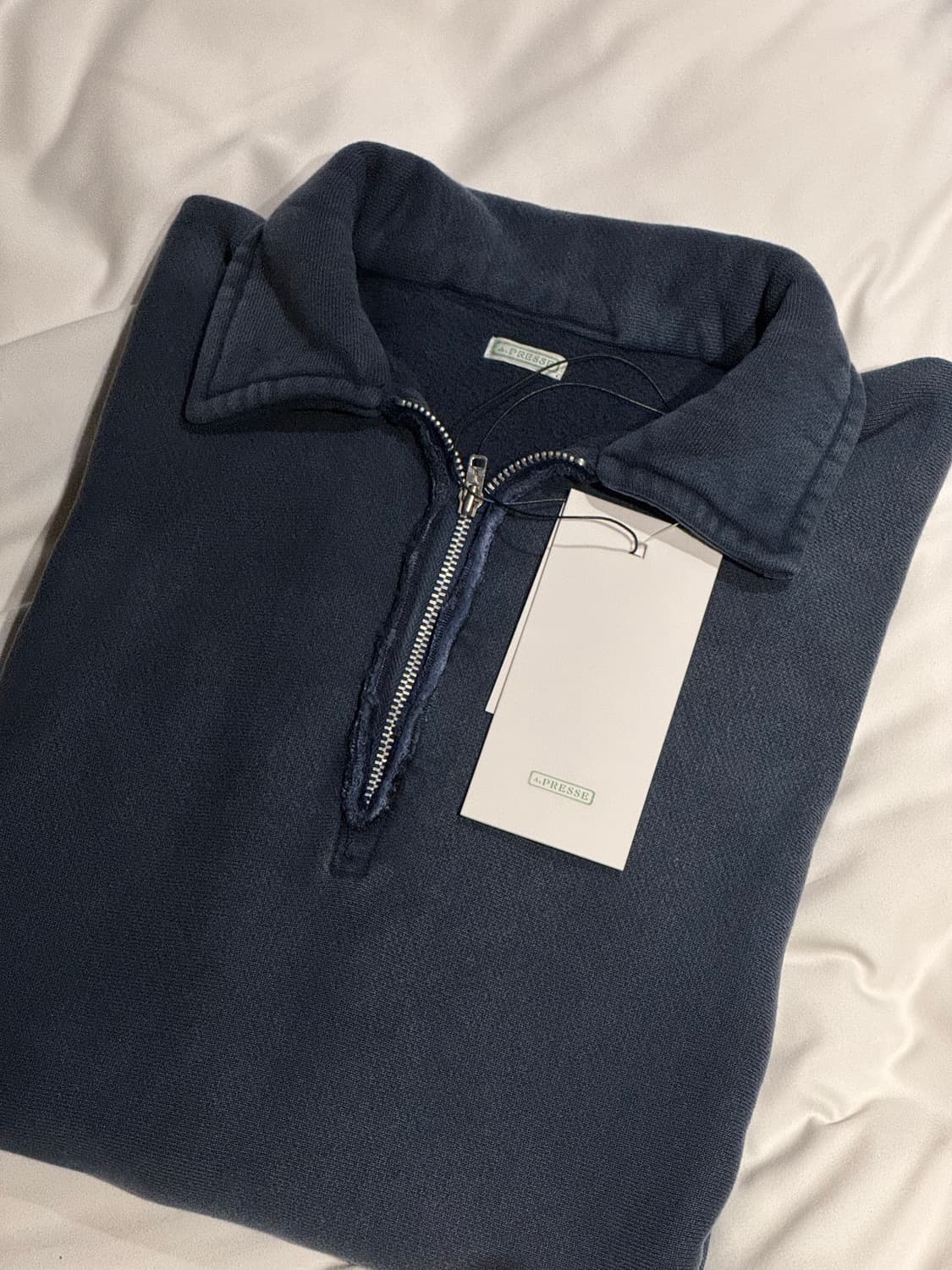 [4] 아프레쎄 26ss 빈티지 하프집업 스웻 네이비 상품이미지6