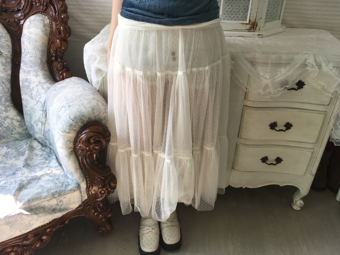 빈티지 도트 캉캉 레이스 스커트 상품이미지2