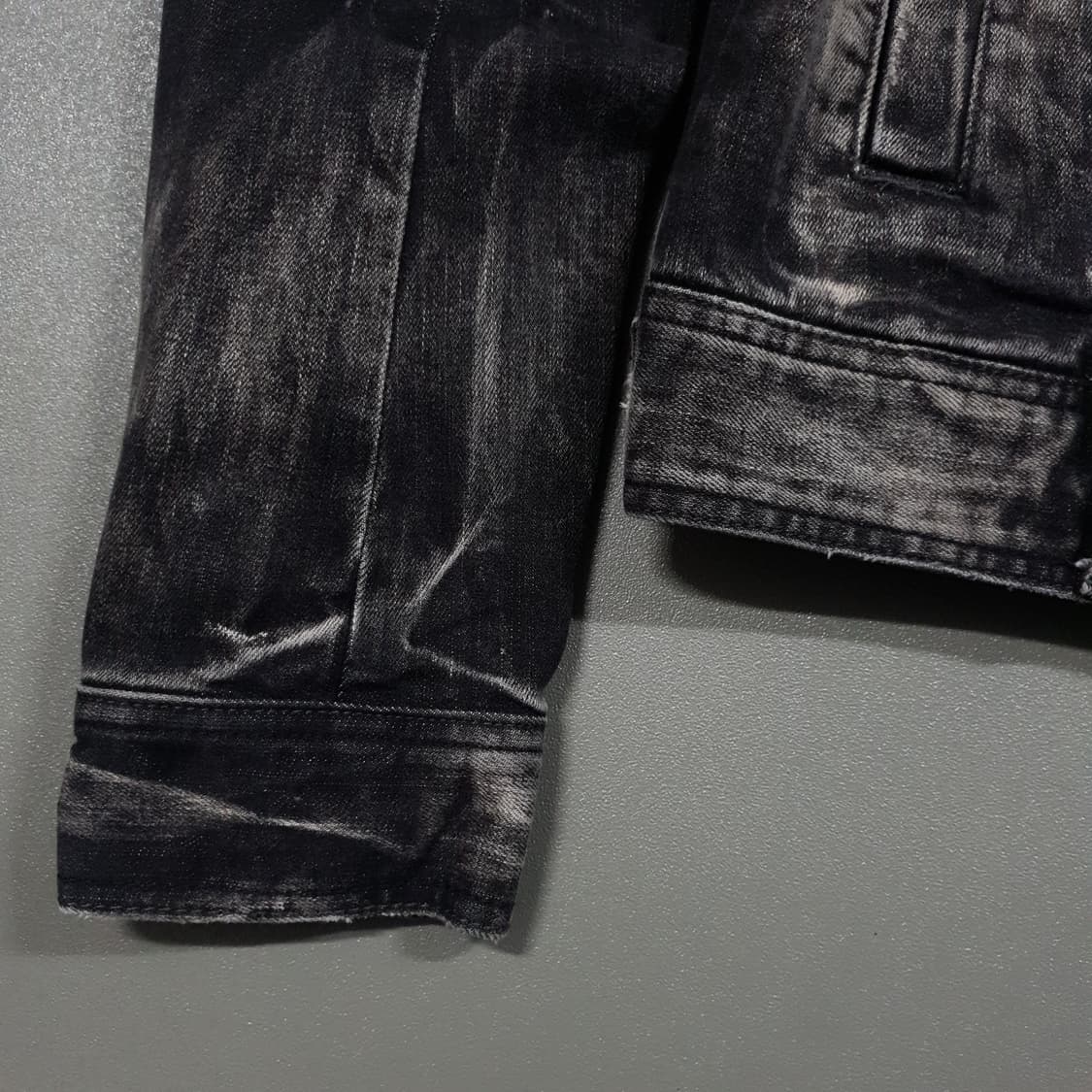 XL) 버커루 진스 오리지널 웨스턴 워싱 흑청 데님 트러커 집업 자켓 상품이미지2
