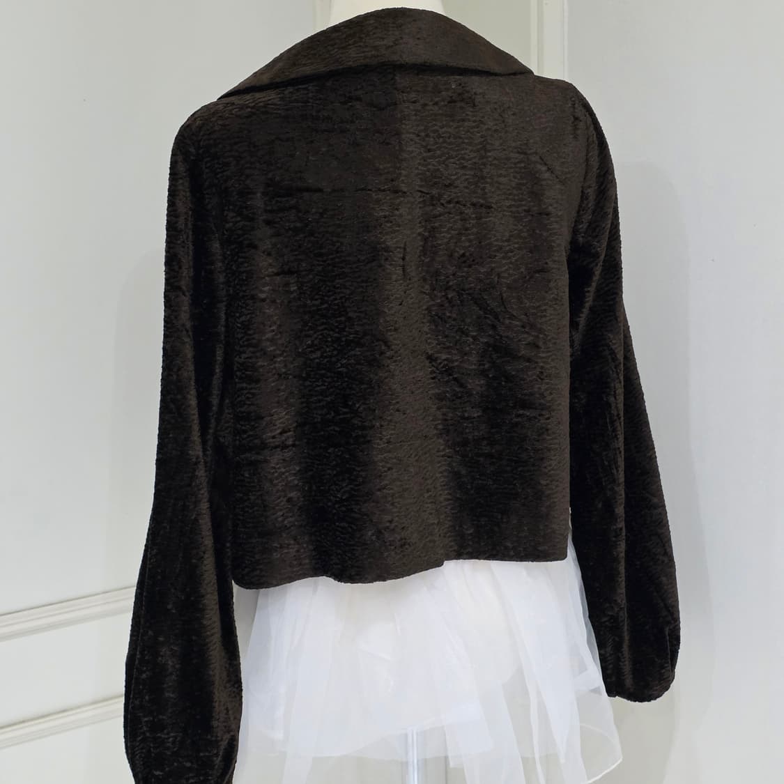 일본빈티지)초코라떼히메갸루st 브라운 벨벳 하프 숏코트자켓 엑팜깔 상품이미지3
