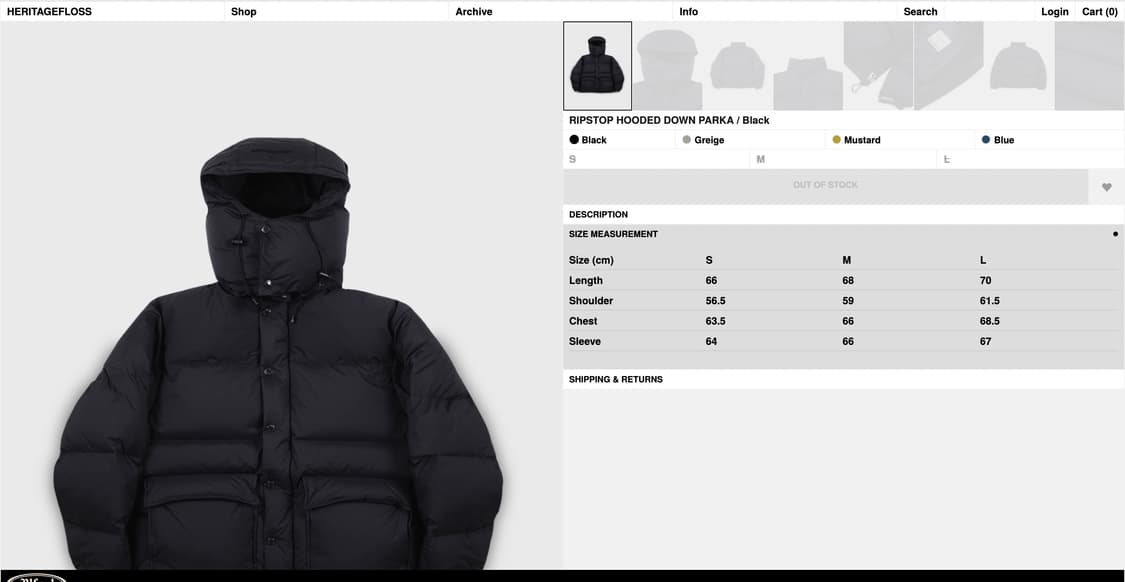 헤리티지플로스 립스탑 후디드 다운 파카 패딩 m(105) 상품이미지2