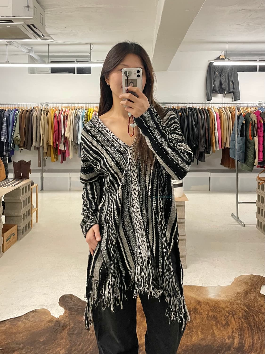 JOURNAL STANDARD fringe poncho 니트 프린지 판쵸 상품이미지9