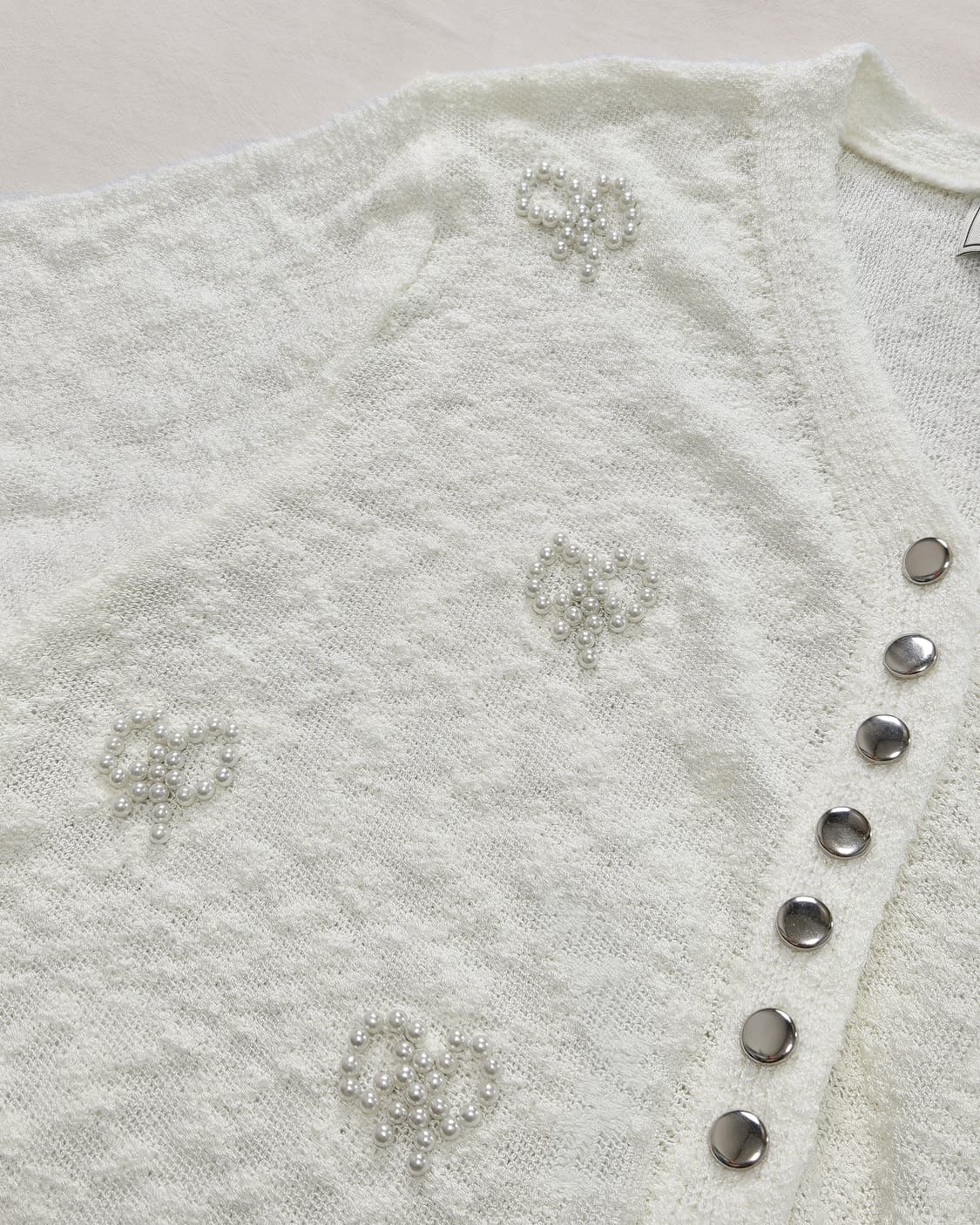 비즈 리본 크림 화이트 가디건 상품이미지4