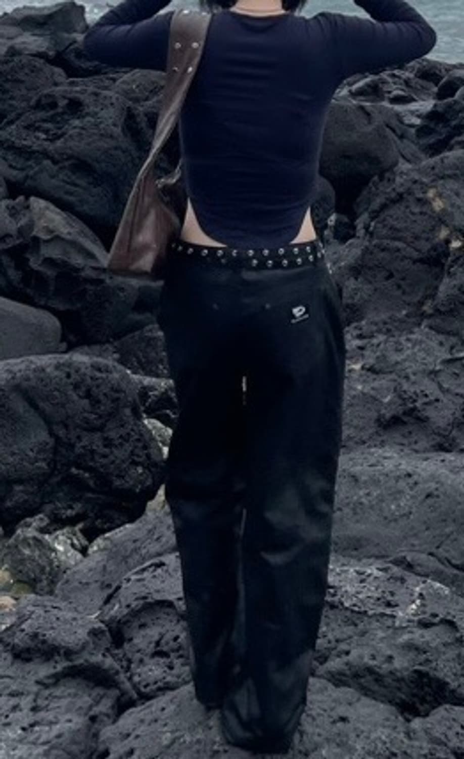 웰빙익스프레스 Washed Vegan Leather Pants Black 상품이미지4