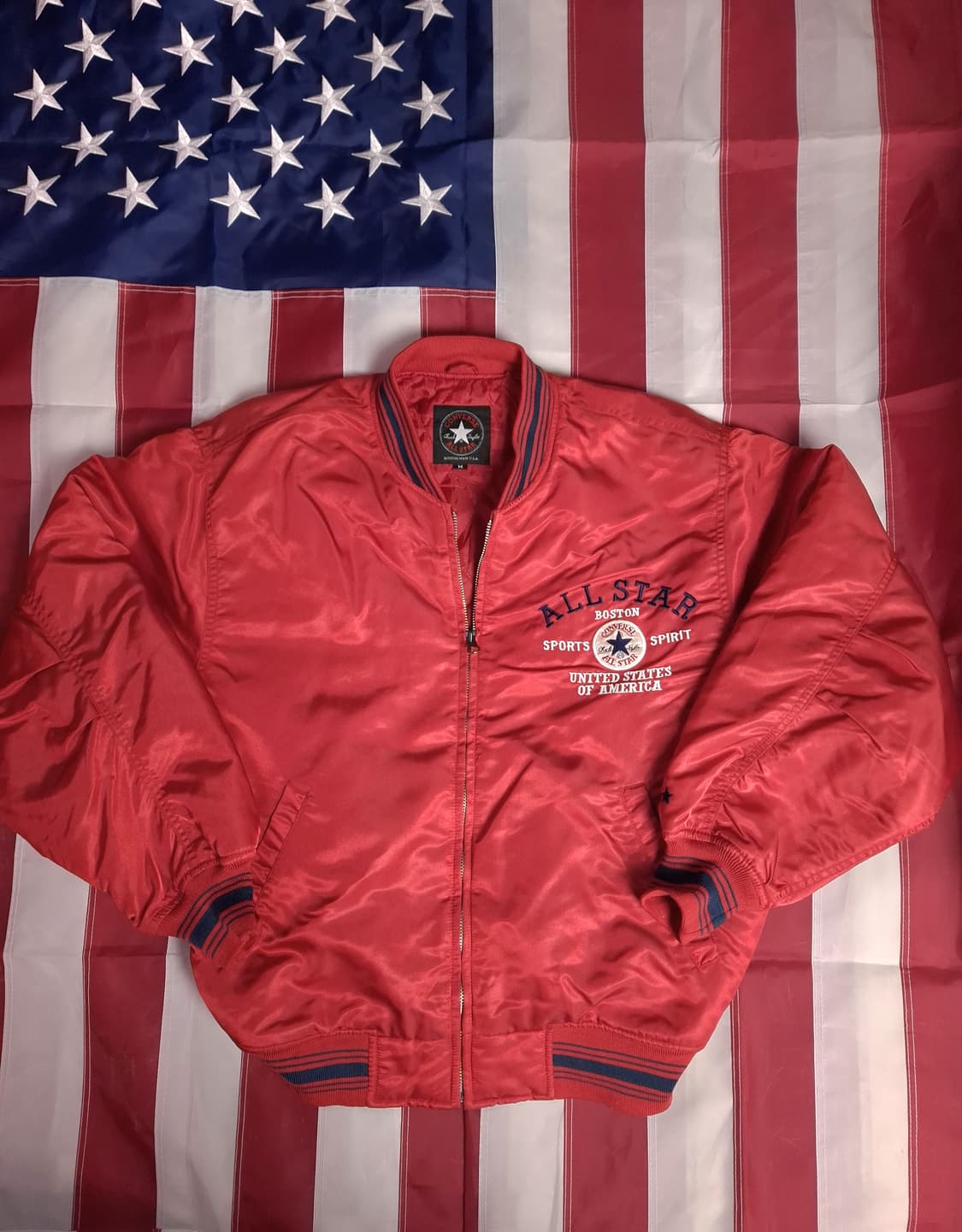 90's 일본판 컨버스 사틴 블루종 자켓 상품이미지5