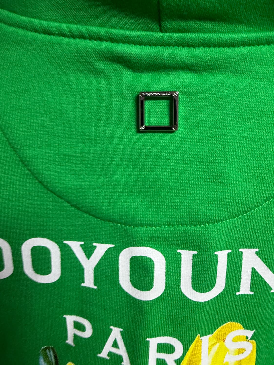 우영미 플라워 프린트 백로고후드 그린(48) 상품이미지5