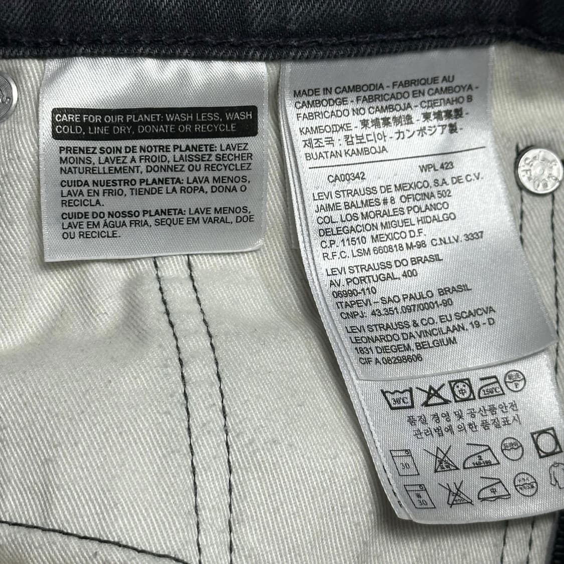 리바이스 522 오리지널 흑청 블랙진 데님 팬츠 (30인치) 상품이미지6