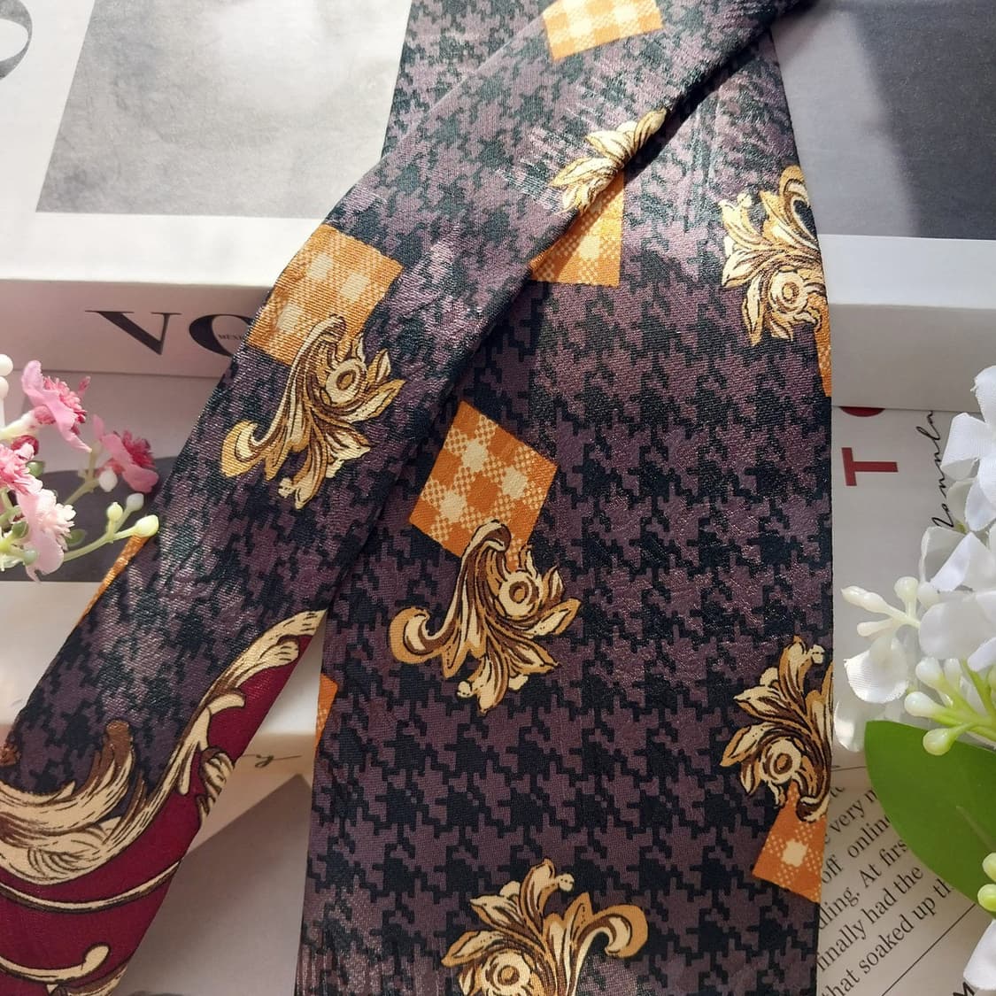 피에르 발망 실크 브라운 패턴 넥타이 9.4cm A등급 K2002
 상품이미지4